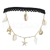 304 Stainless Steel Starfish & Shell & Dolphin Tassel Thigh Leg Chains AJEW-AN00654-5