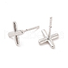 Brass Hollow Out Initial Letter Stud Earrings for Women EJEW-A044-01P-X-2