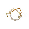 Brass Micro Pave Clear Cubic Zirconia Oval with Tulip Link Bracelets for Women FS-WG76AA2-02-3