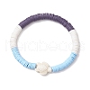 Flat Round Handmade Polymer Clay Heishi Beaded Stretch Bracelets BJEW-JB11802-01-2