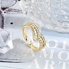 Brass Micro Pave Clear Cubic Zirconia Open Cuff Rings for Women RJEW-R011-06G-02-1