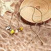 Summer Beach Porcelain Fish & Natural Cowrie Shell Pendant Cotton Cord Adjustable Necklaces FS-WG63638-03-2
