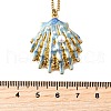 Summer Beach 304 Stainless Steel Light Sky Blue Enamel Pendant Necklaces for Women NJEW-U043-01B-G-5