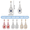 FIBLOOM 4 Pairs 4 Colors Rhinestone Teardrop Dangle Stud Earrings EJEW-FI0002-42-2