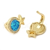 Rack Plating Brass Synthetic Opal Hoop Earrings for Women EJEW-P277-03B-G-2