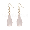 Natural Rose Quartz Irregular Nuggets Dangle Earrings EJEW-JE05018-02-1