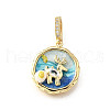 Brass Micro Pave Cubic Zirconia & Enamel Pendants KK-R222-12G-02-1