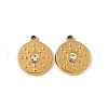 304 Stainless Steel Rhinestone Pendants STAS-P394-03G-1