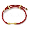 Brass Column Bar Link Bracelet with Leather Cords BJEW-G675-05G-2