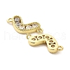 Brass Pave Clear Cubic Zirconia Heart Connector Charms KK-M324-11G-2