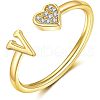 Adjustable Brass Rhinestone Cuff Rings FS-WG29D83-44-1