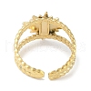 Ion Plating(IP) 304 Stainless Steel Enamel Cuff Finger Rings RJEW-L107-081G-02-3