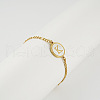 Flat Round with Letter Pattern 304 Stainless Steel Link Bracelets FS-WG4692B-25-1