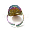 Ion Plating(IP) 304 Stainless Steel Moon with Star Open Cuff Ring for Women RJEW-M149-29RC-2
