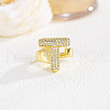 Brass Micro Pave Clear Cubic Zirconia Cuff Rings FS-WGF2B82-17-1