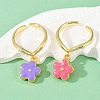 Brass Enamel Adjustable Open Cuff Rings for Women RJEW-U057-11G-3