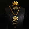 Flower Alloy Pendant Necklaces & Stud Earrings Sets FS-WG618C7-01-1