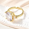 Brass Micro Pave Cubic Zirconia Finger Rings for Women RJEW-F181-11G-6