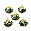 Brass Micro Pave Cubic Zirconia Pendants with Enamel and ABS Imitation Pearl KK-Z114-16G-2