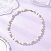 Brass Hollow Round & Glass Pearl Beaded Necklaces for Women Men NJEW-JN05293-1