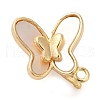 Brass with Natural Shell Fold Over Clasps KK-G505-27G-1