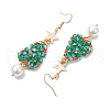 Glass Seed & Glass Pearl Beads Tree Dangle Earrings EJEW-MZ00276-02-4