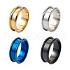 4 Colors Stainless Steel Grooved Finger Ring Settings STAS-TA0001-26E-9