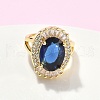 Brass Micro Pave Cubic Zirconia Adjustable Cuff Open Rings for Women RJEW-C131-01G-2