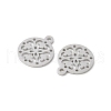 304 Stainless Steel Flat Round with Laser Cut Flower Charms STAS-L022-511P-2