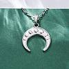 Double Horn 304 Stainless Steel Pendant Necklaces NJEW-M096-09P-4