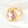Brass Enamel Cuff Rings RJEW-K291-04G-01-3