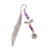 Tibetan Style Alloy Feather Bookmark AJEW-JK00310-01-1