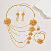 Elegant Alloy Flower Bracelets & Earrings & Necklaces & Rings Set for Women's Wedding Party VN7733-5