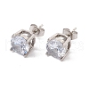 6 Pairs Cubic Zirconia Flat Round Stud Earrings EJEW-G291-05D-M-3
