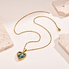 Stainless Steel Pave Natural Paua Shell Love Heart Peach Locket Pendant Cable Chain Necklaces for Women PW-WG7AB06-01-4