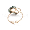 Natural Moss Agate Cuff Rings RJEW-TA00206-04-4