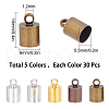SUNNYCLUE 150Pcs 5 Colors Brass Cord Ends FIND-SC0002-83-2