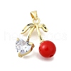 Brass Micro Pave Cubic Zirconia Pendants KK-Z104-01G-1