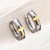 Brass Micro Pave Clear Cubic Zirconia Hoop Earrings EJEW-H158-20C-GP-1
