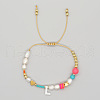 Shell Letter Charm Bead Bracelets ZZ0793-12-1