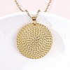 Flat Round 304 Stainless Steel Pendant Necklaces NJEW-M096-28G-1