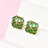 Brass Micro Pave Cubic Zirconia Stud Earrings KK-F358-02G-02-4