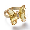 Adjustable Brass Glass Finger Rings RJEW-P148-A01-10-2