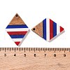 Independence Day Opaque Striped Resin & Walnut Wood Pendants RESI-U010-02Q-3