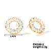 Copper Geometric Hollow Circle Stud Earrings Women Simple Zirconia Fashion Ear Jewelry OJ7270-2-1