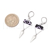 Triangle with Eye Brass Glass Seed Beaded Leverback Earrings EJEW-MZ00452-03-3