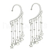 Brass Star & Glass Teardrop Tassel Earrings EJEW-JE05517-1