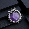 Natural Amethyst Metal Flying Dragon Wrapped Pandants PW-WG22555-01-1