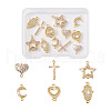 12Pcs 6 Styles Brass Micro Pave Clear Cubic Zirconia Connector Charms KK-TA0001-14-1
