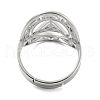 Ring with Lotus 304 Stainless Steel Adjustable Rings RJEW-G306-04P-3